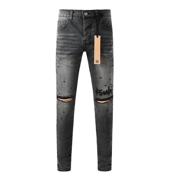 Ksubi Knee Cross Embroidery Print Skinny Jeans
